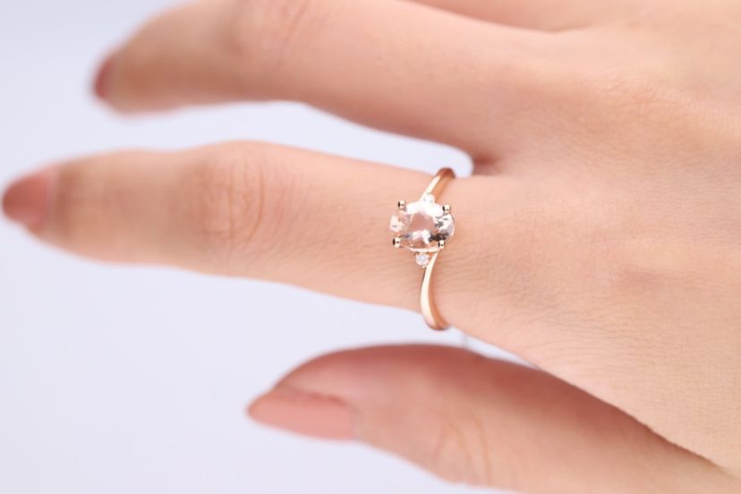Morganite Ring in 14K Rose Gold