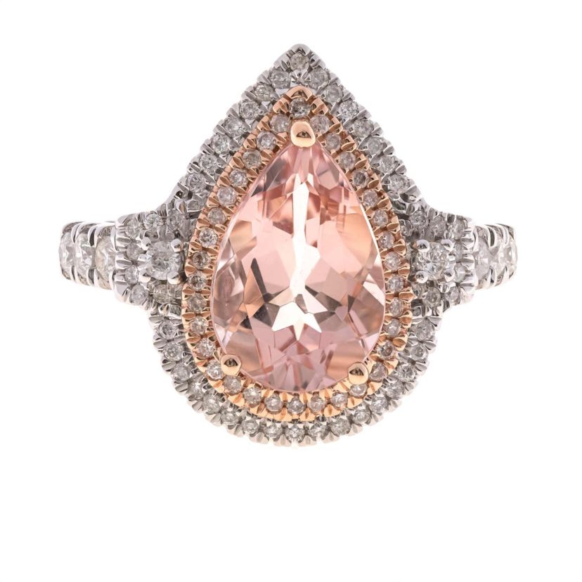 Morganite Ring in 14K Two-Tone Gold