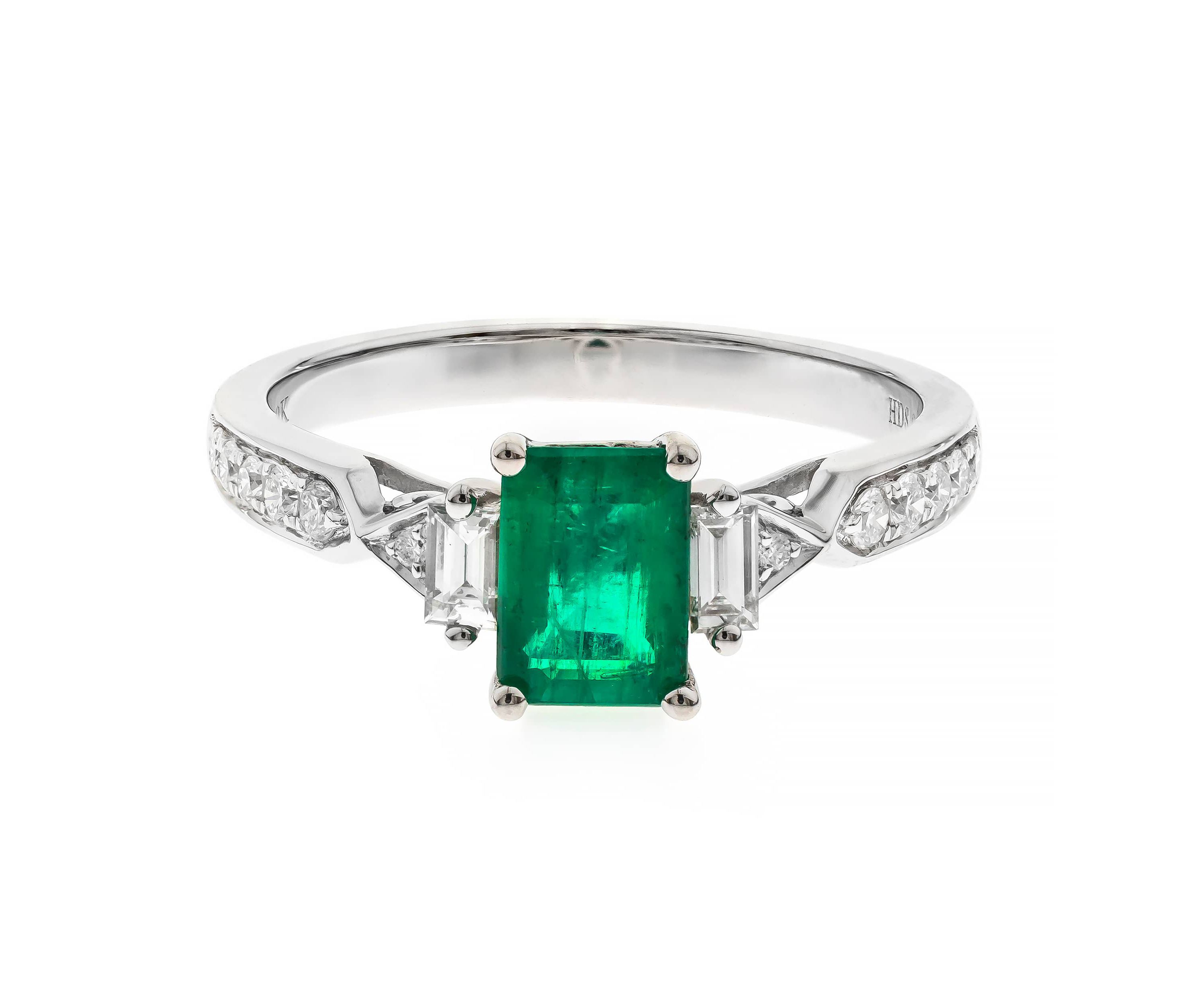 EMERALD Ring in 10K WHITE GOLD