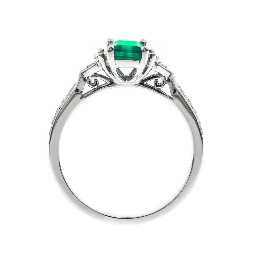 EMERALD Ring in 10K WHITE GOLD