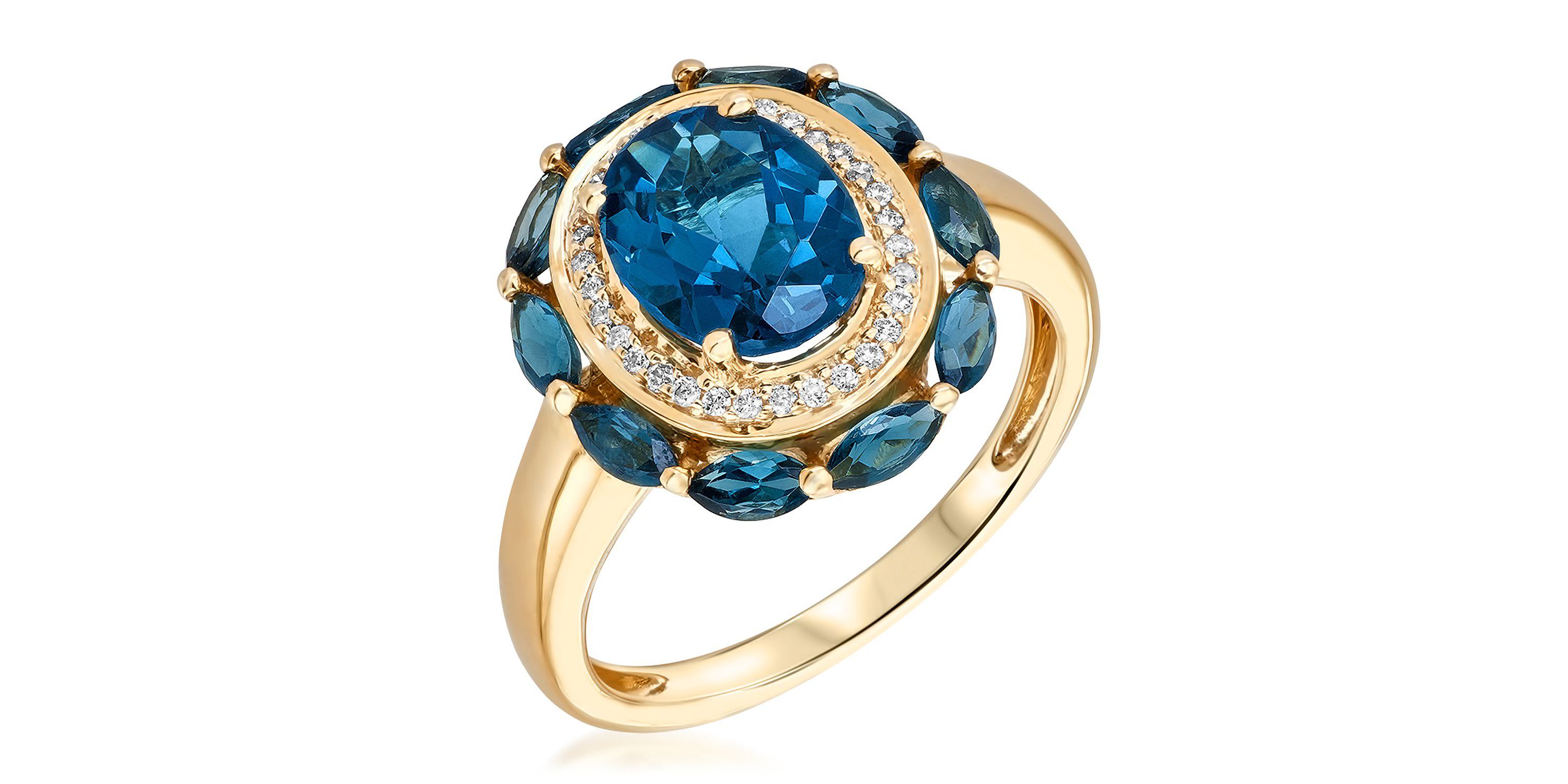 BLUE TOPAZ Ring in 10K YELLOW GOLD