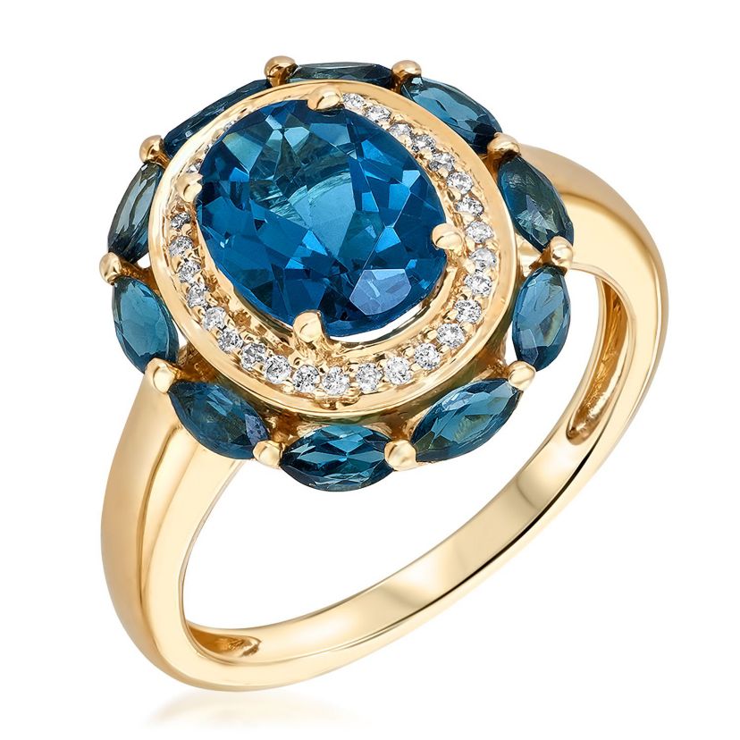 BLUE TOPAZ Ring in 10K YELLOW GOLD
