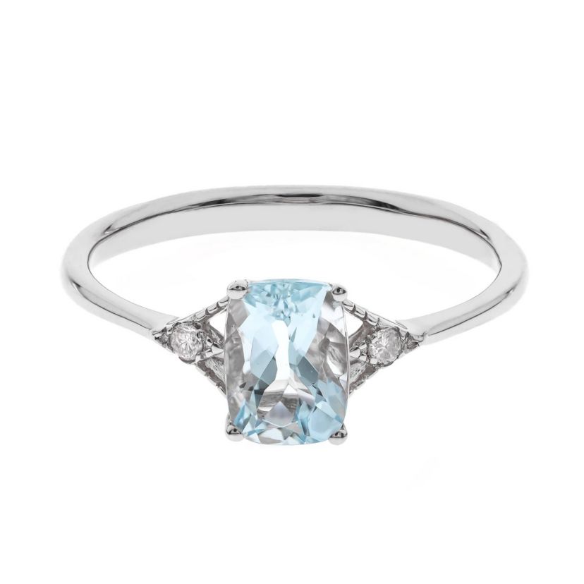 AQUA Ring in 10K WHITE GOLD