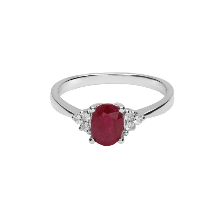 RUBY Ring in 10K WHITE GOLD