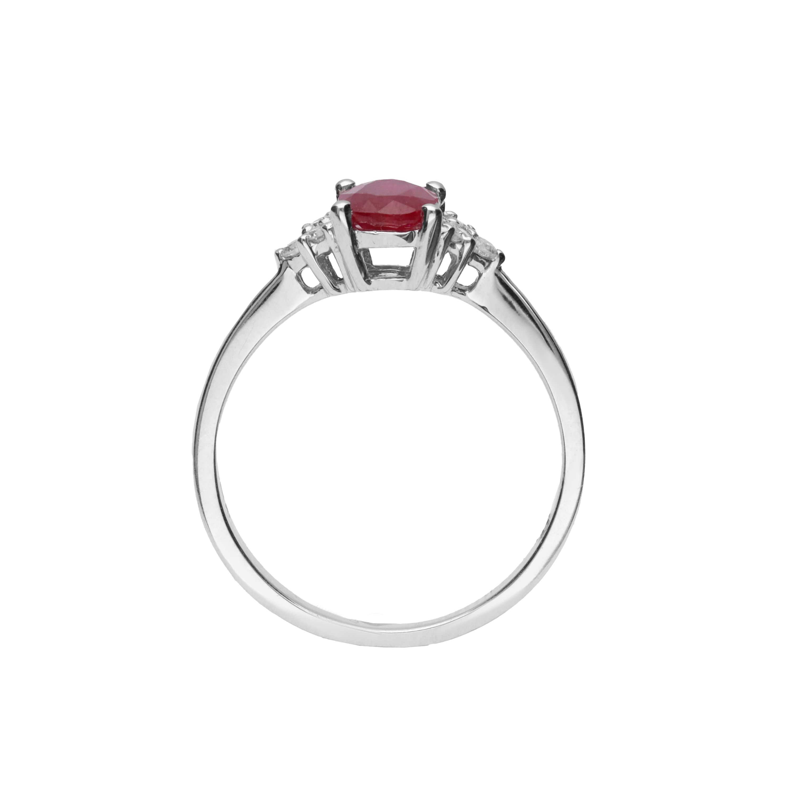 RUBY Ring in 10K WHITE GOLD