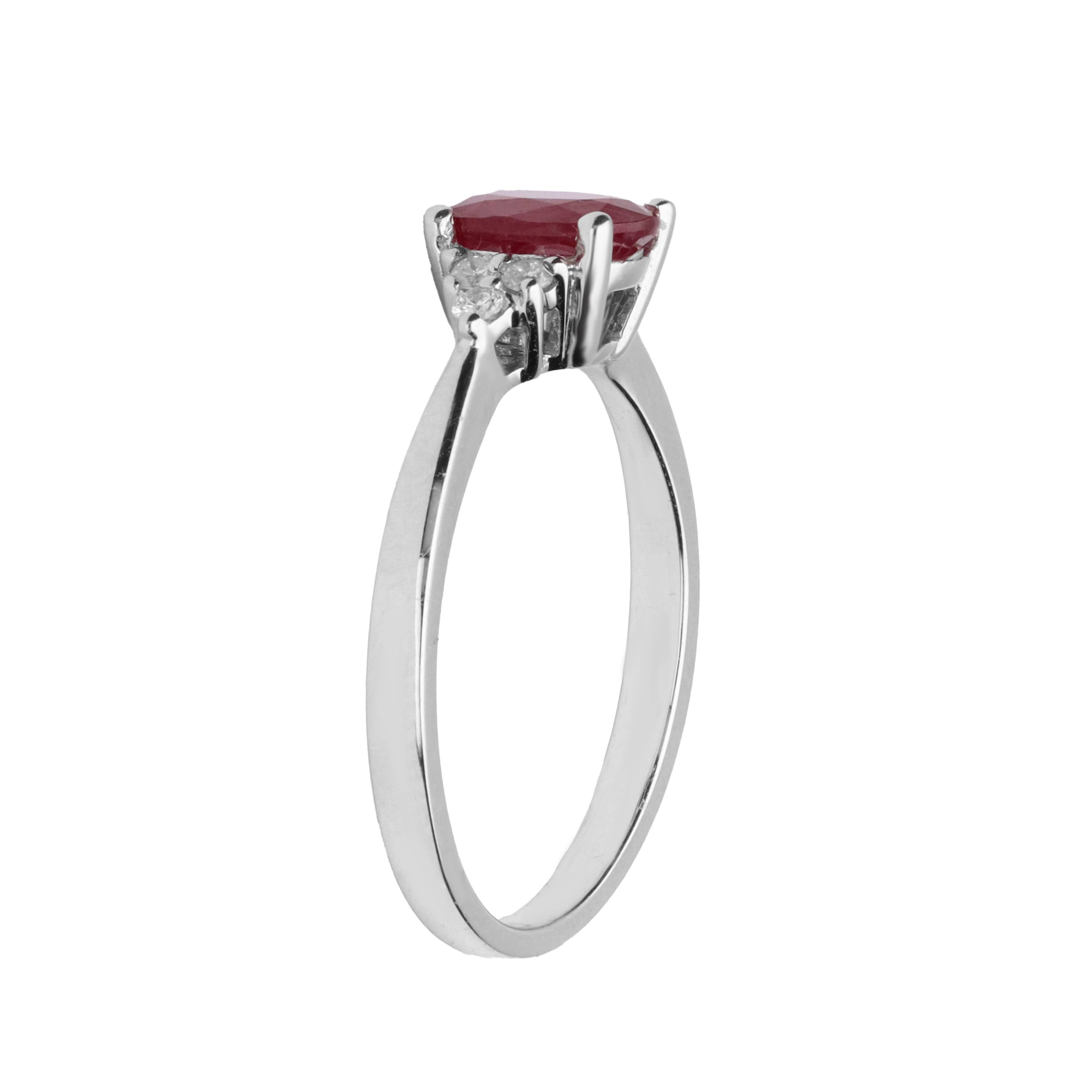 RUBY Ring in 10K WHITE GOLD