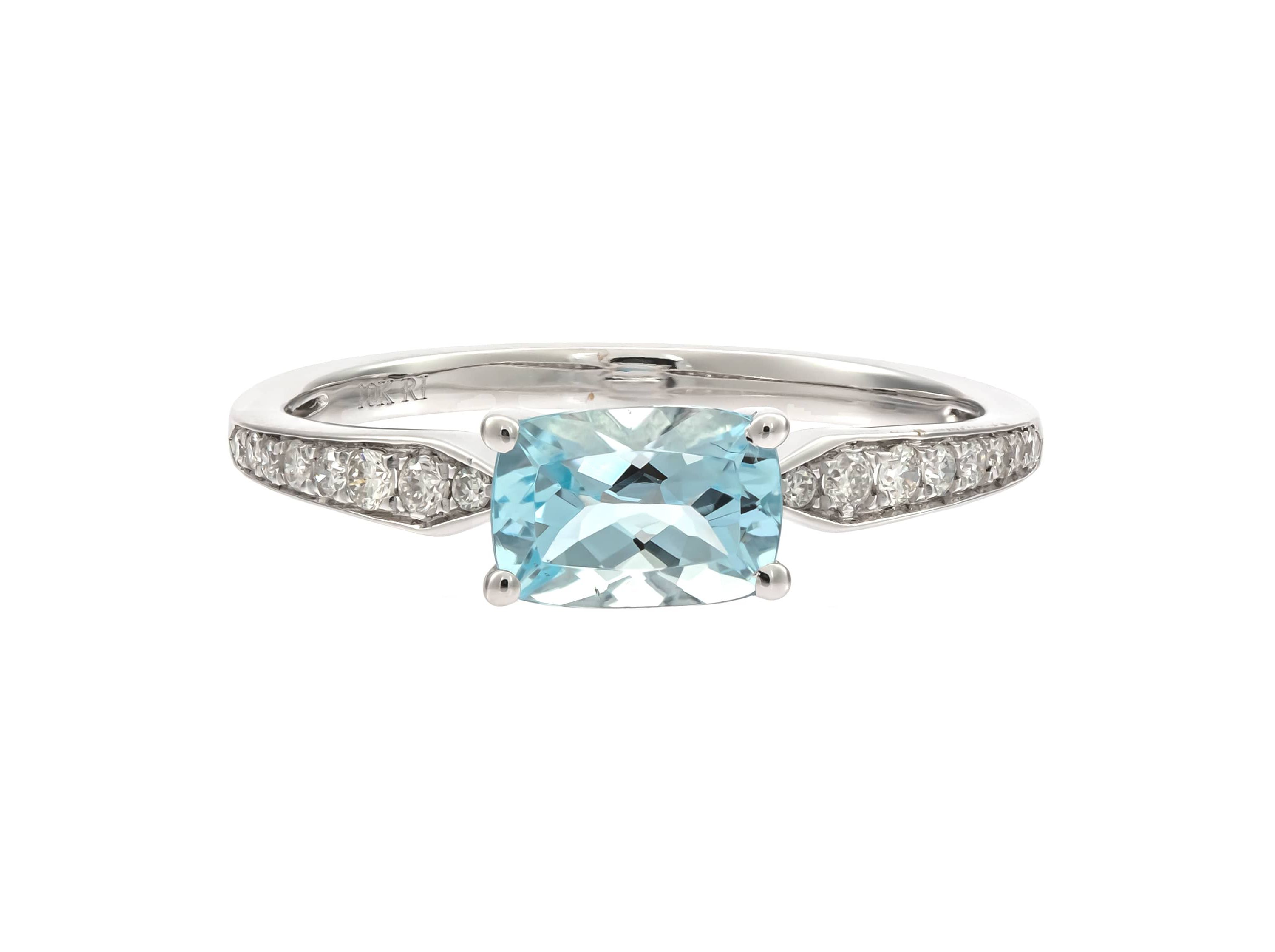 AQUA Ring in 10K WHITE GOLD