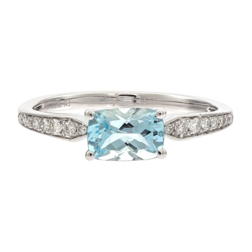 AQUA Ring in 10K WHITE GOLD