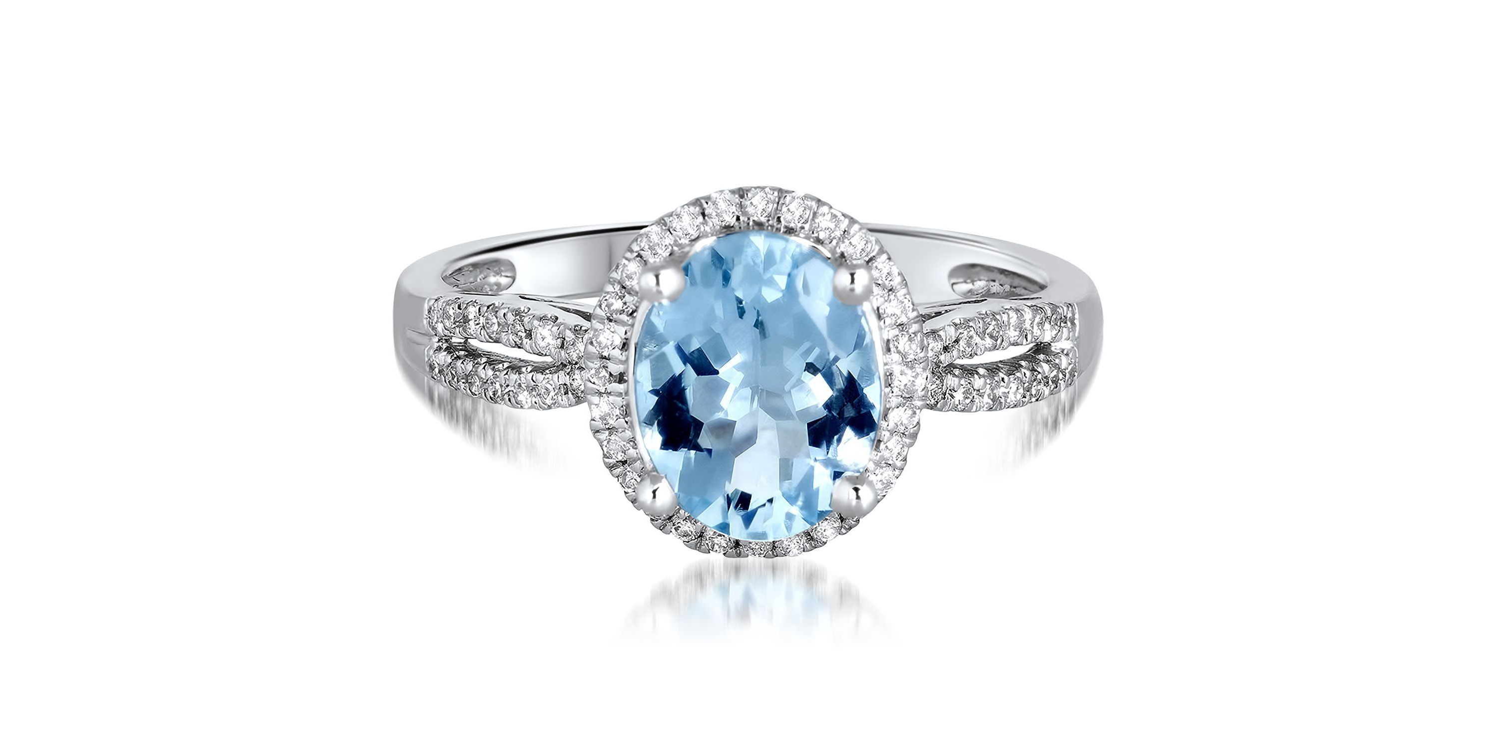AQUA Ring in 10K WHITE GOLD