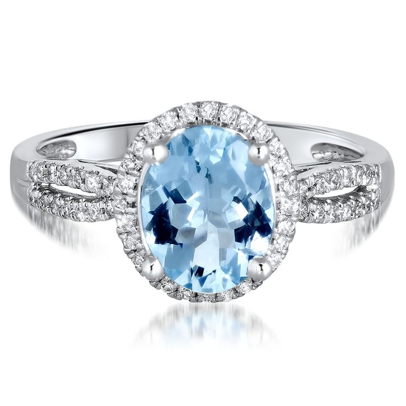 AQUA Ring in 10K WHITE GOLD