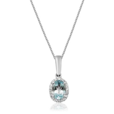 Anika and August Aquamarine Pendant in 10K White Gold
