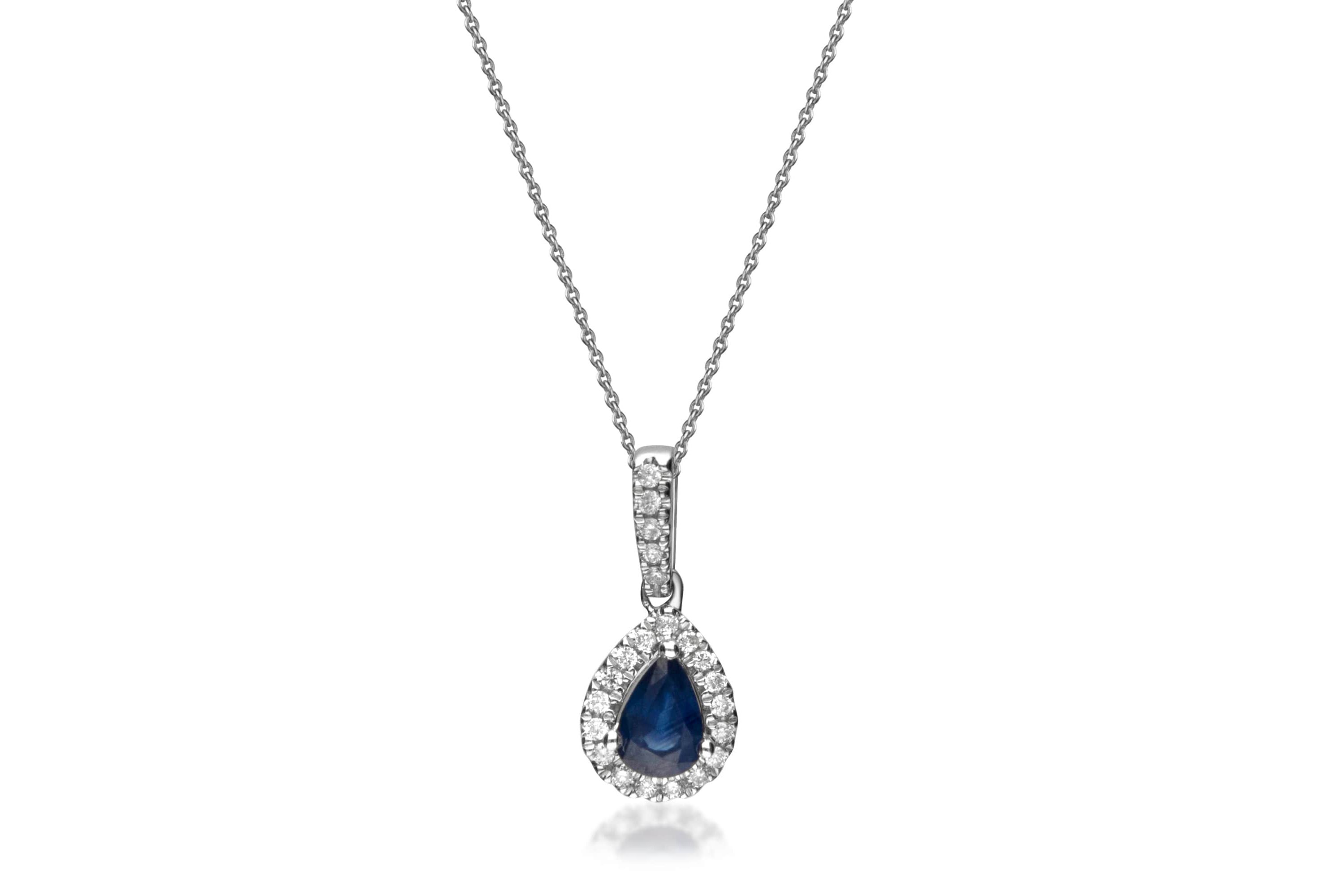SAPPHIRE Pendant in 10K WHITE GOLD