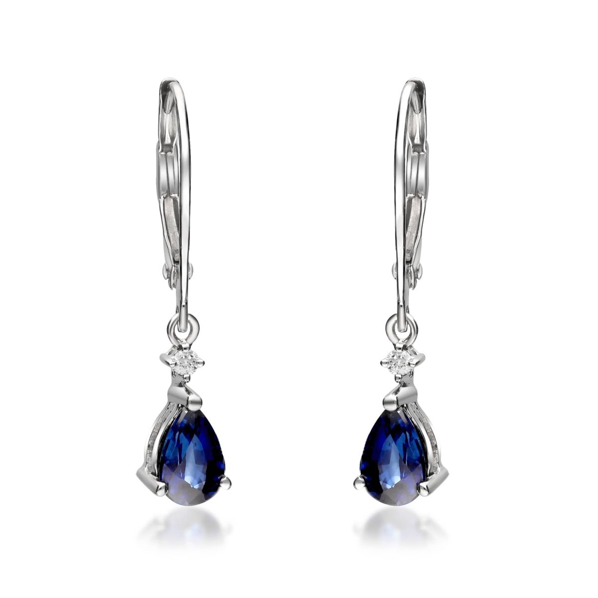 Blue Sapphire Earring in 14K White Gold