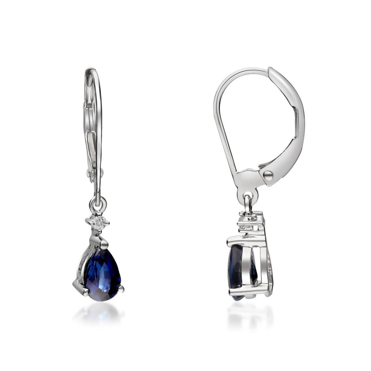 Blue Sapphire Earring in 14K White Gold