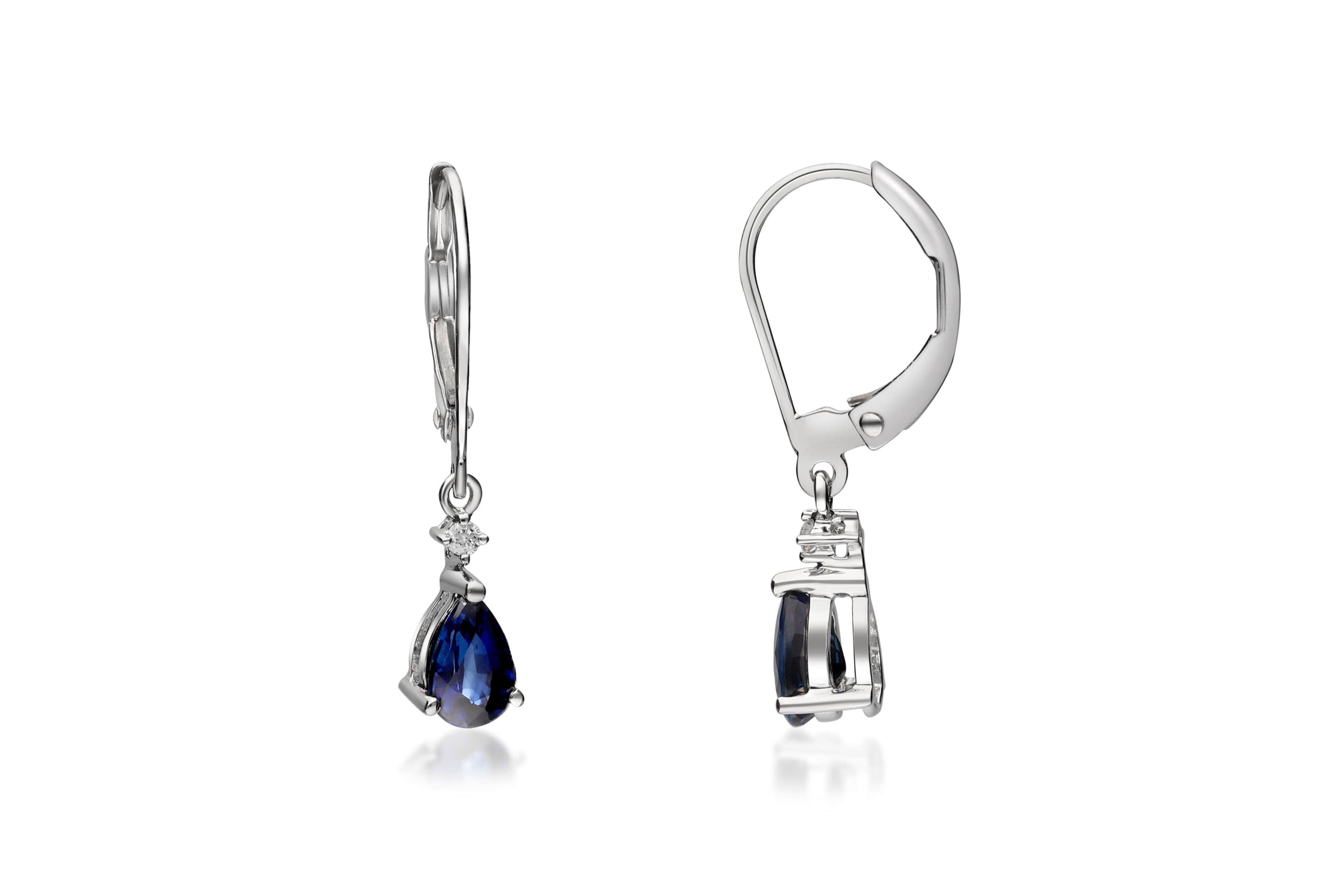 Blue Sapphire Earring in 14K White Gold
