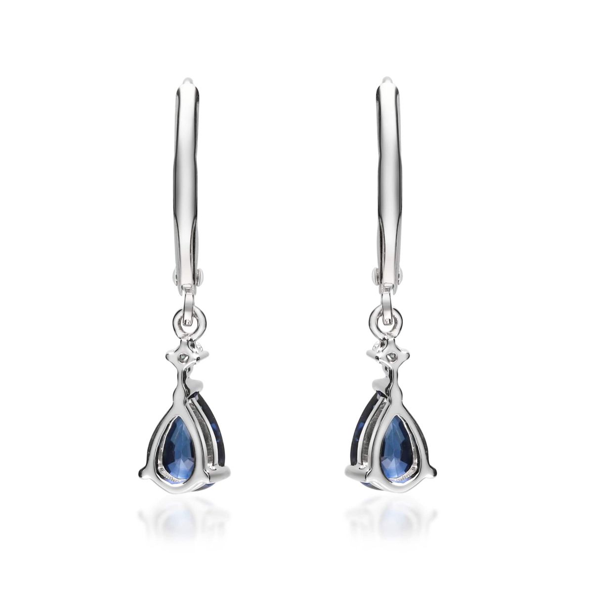 Blue Sapphire Earring in 14K White Gold