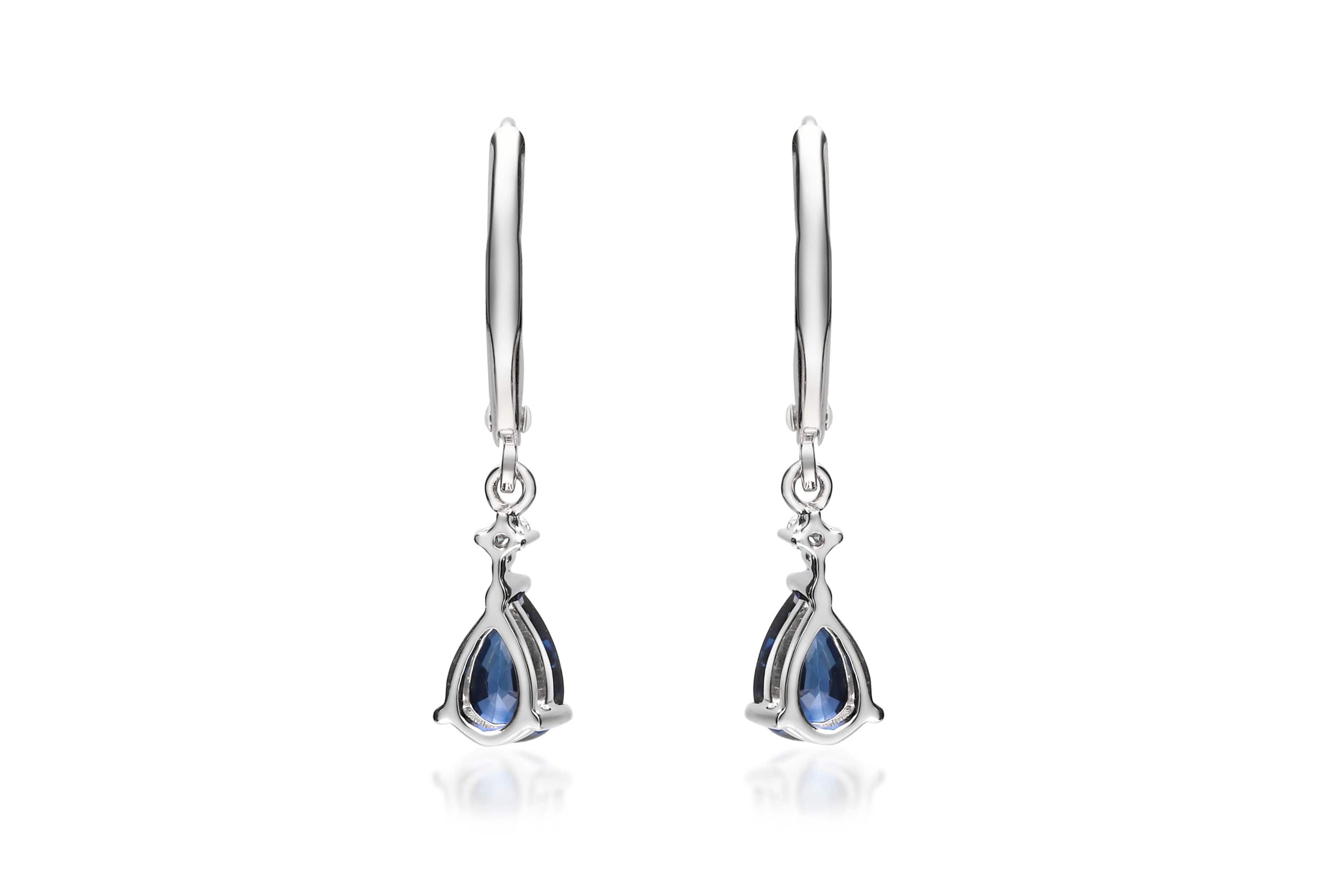 Blue Sapphire Earring in 14K White Gold