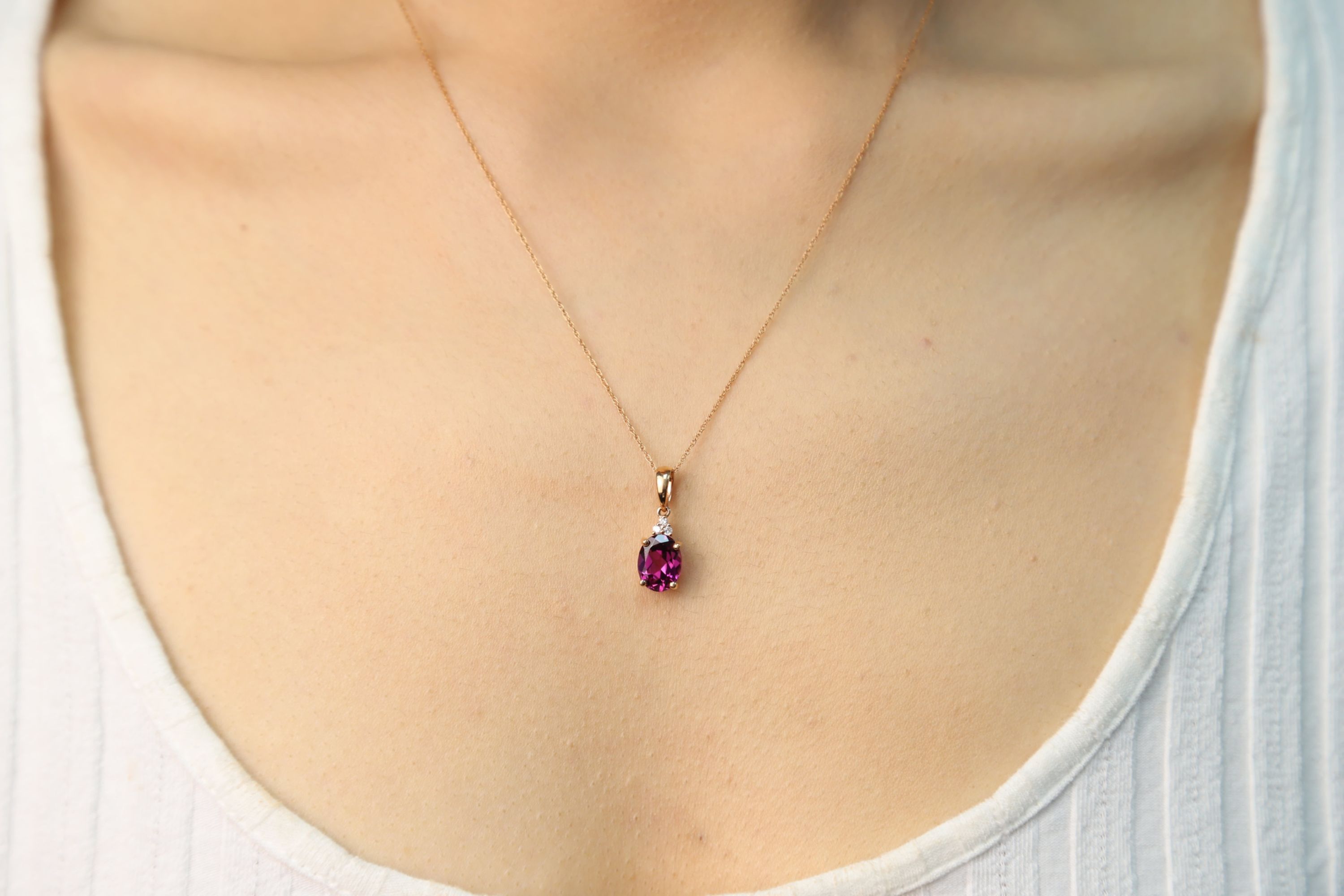 RHODOLITE Pendant in 10K ROSE GOLD