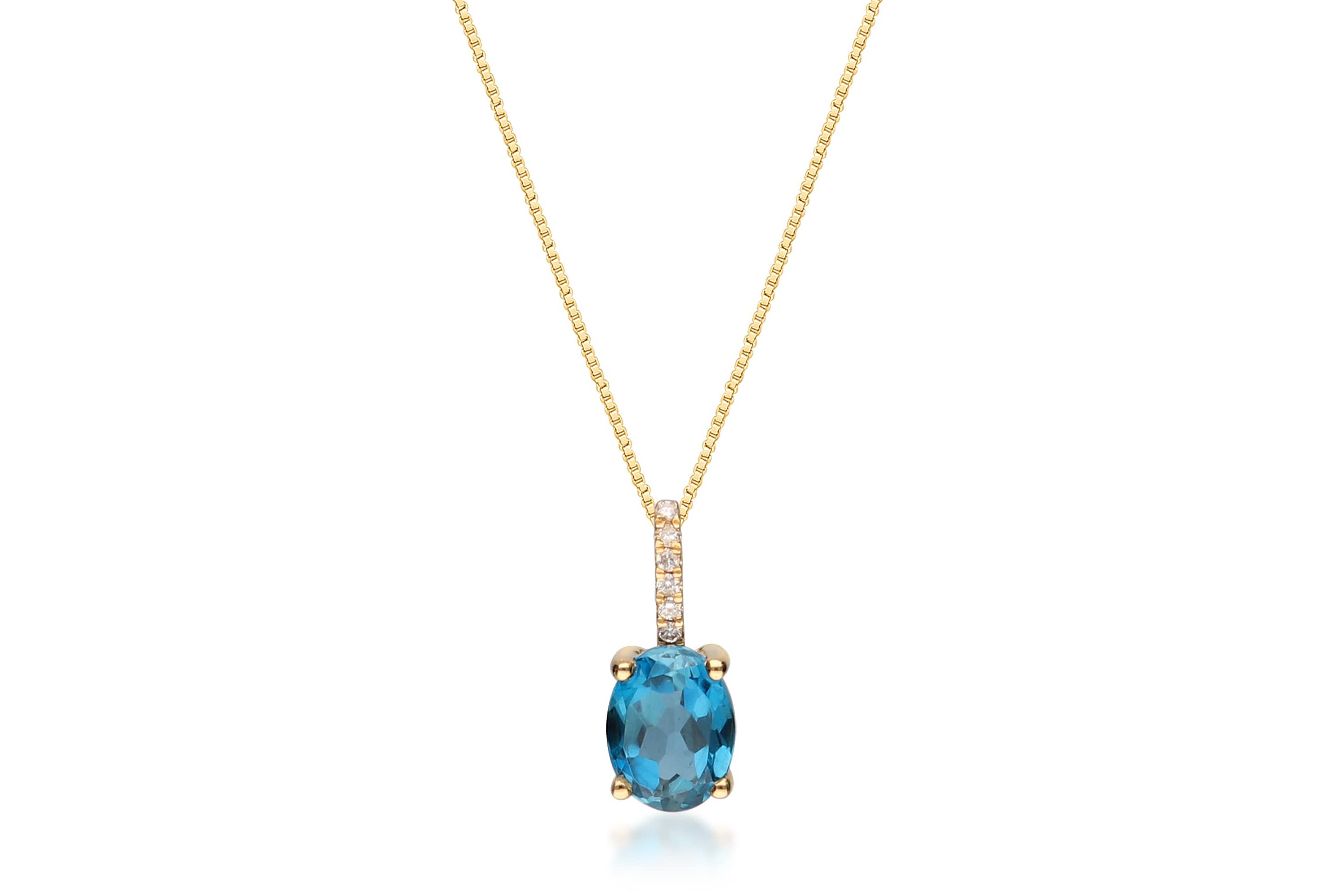 London Blue Topaz Pendant in 14K Yellow Gold