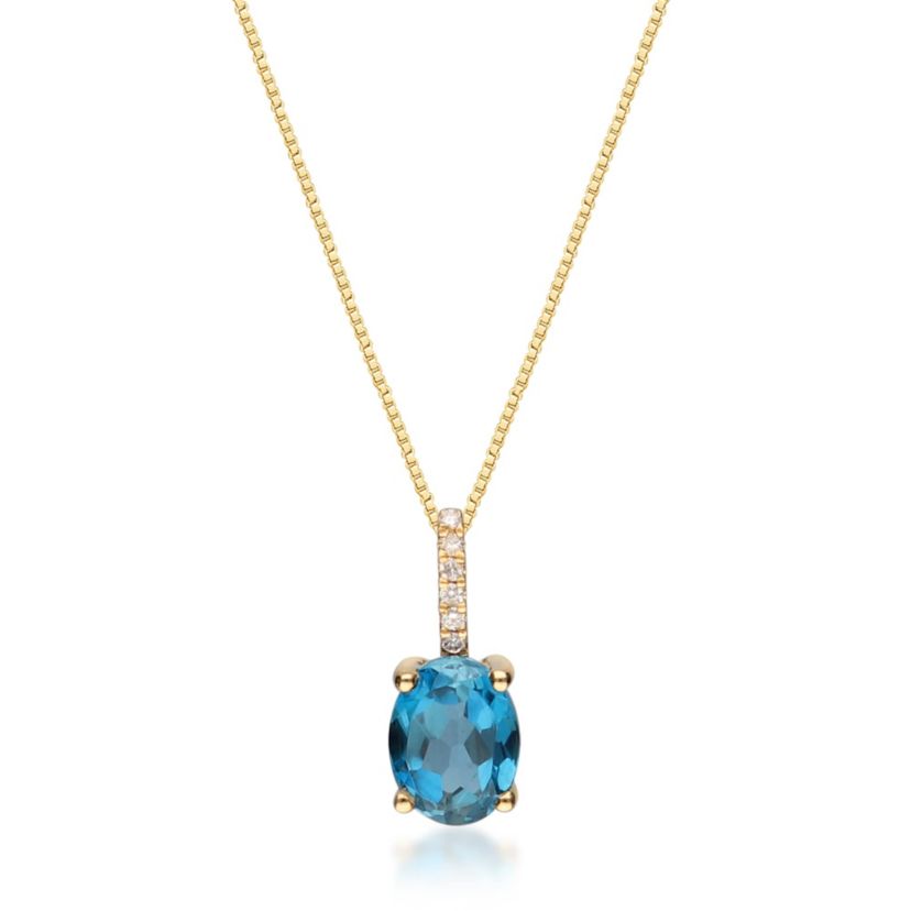 London Blue Topaz Pendant in 14K Yellow Gold