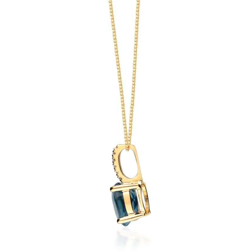 London Blue Topaz Pendant in 14K Yellow Gold