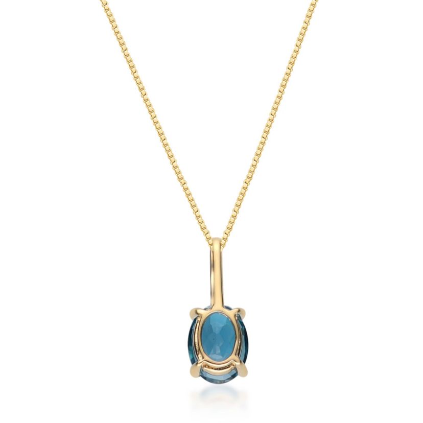 London Blue Topaz Pendant in 14K Yellow Gold