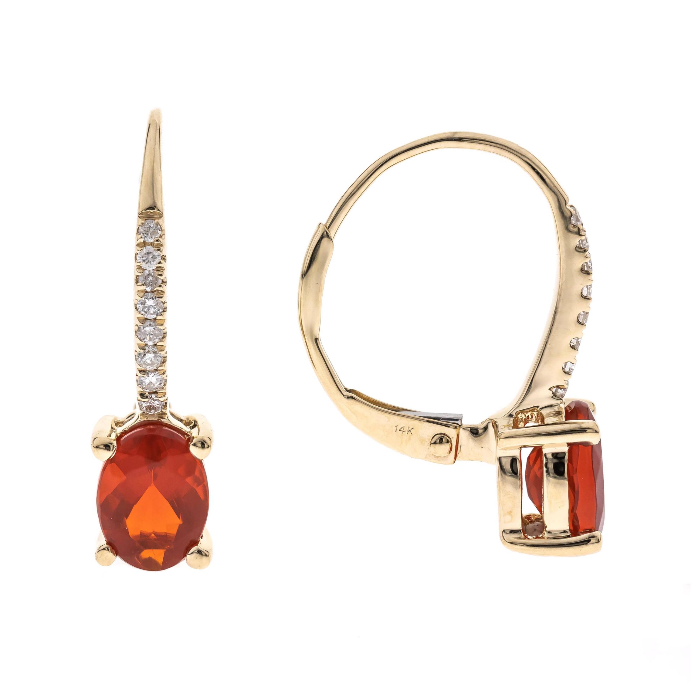 Fire Opal Earring in 14K Yellow Gold