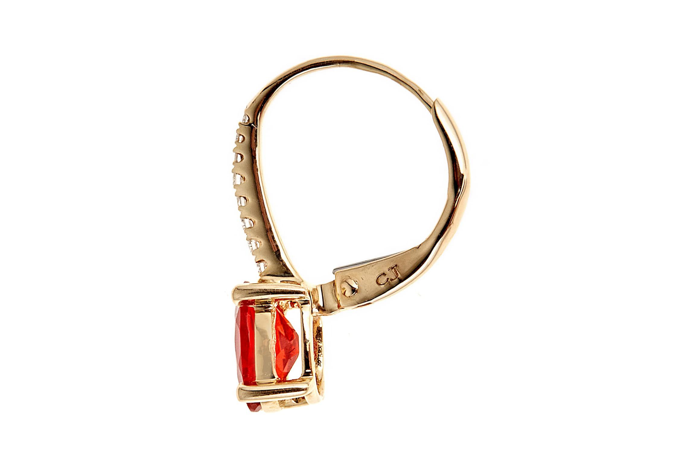 Fire Opal Earring in 14K Yellow Gold