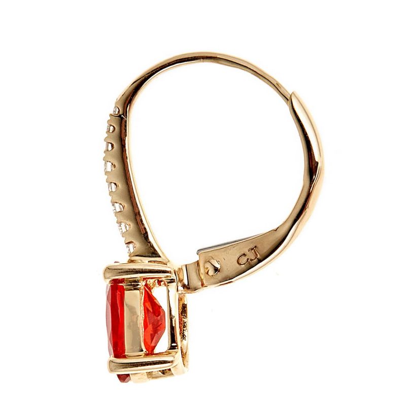 Fire Opal Earring in 14K Yellow Gold