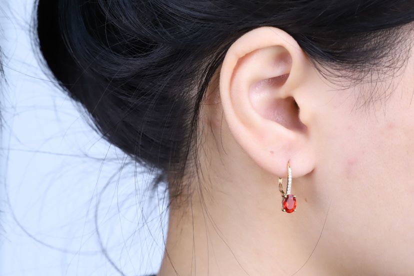 Fire Opal Earring in 14K Yellow Gold