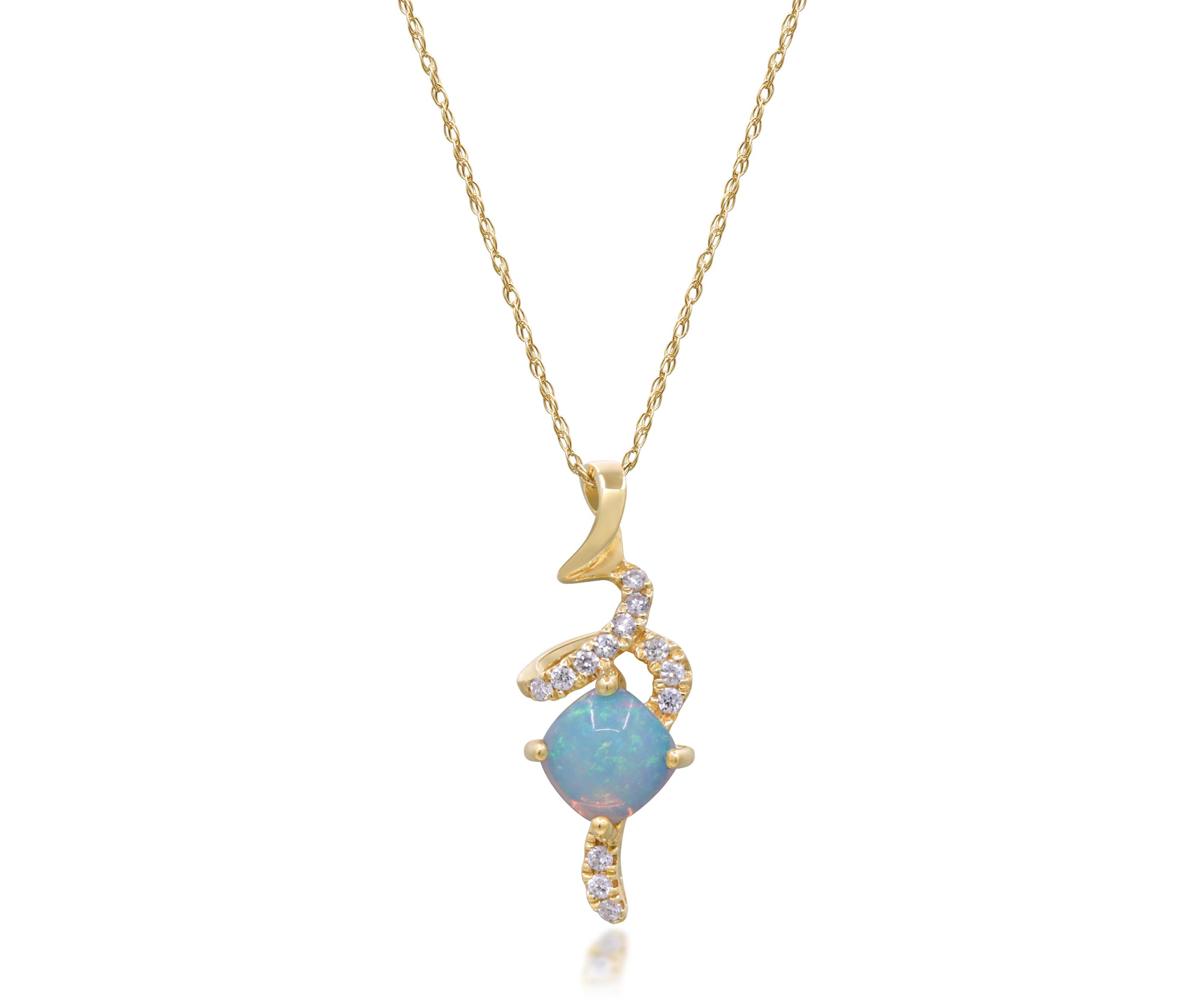Ethiopian Opal Pendant in 14K Yellow Gold