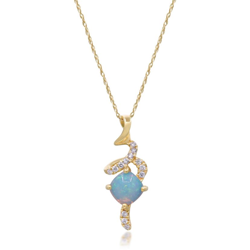 Ethiopian Opal Pendant in 14K Yellow Gold