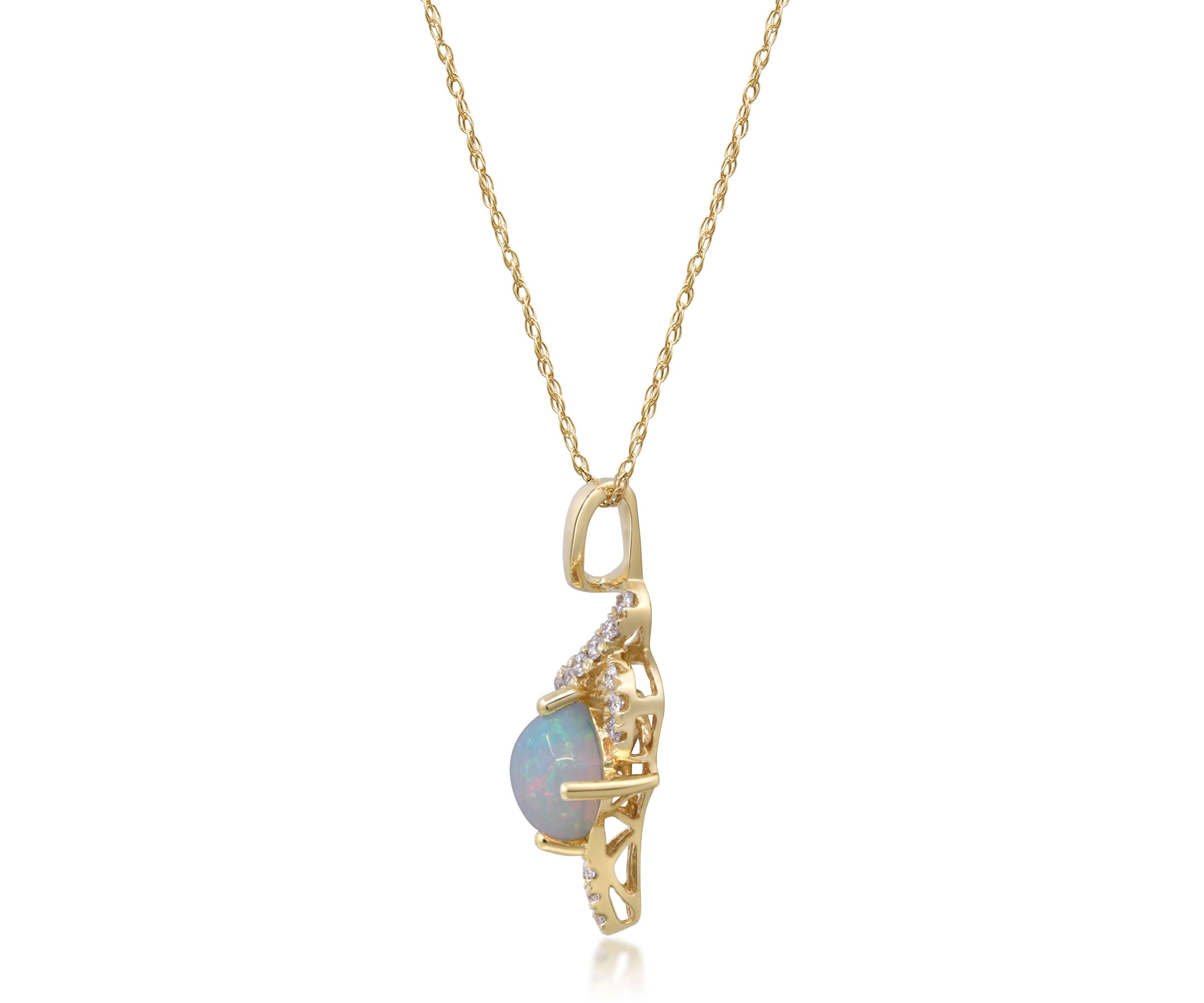 Ethiopian Opal Pendant in 14K Yellow Gold