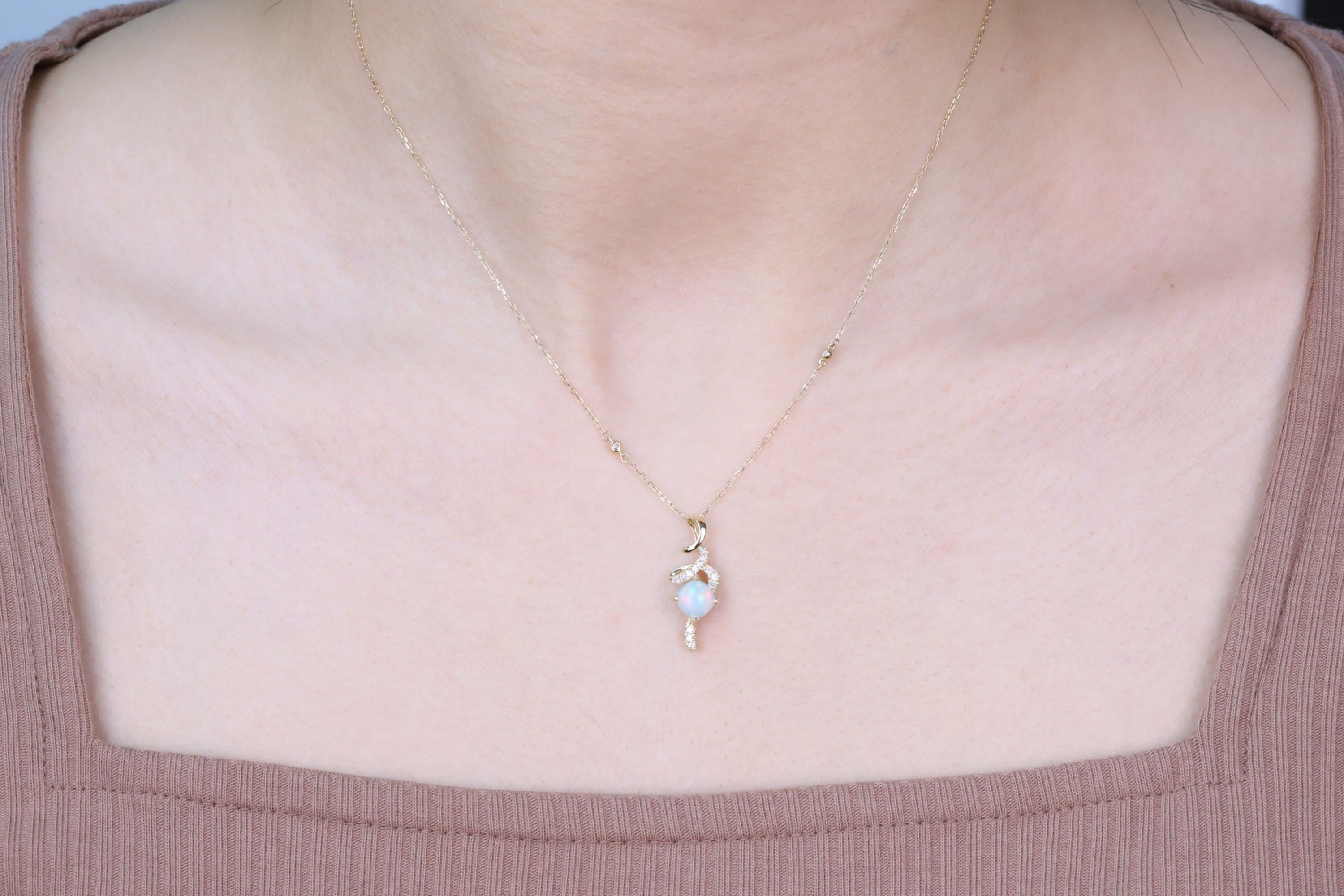 Ethiopian Opal Pendant in 14K Yellow Gold