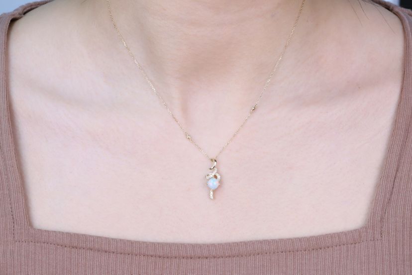 Ethiopian Opal Pendant in 14K Yellow Gold