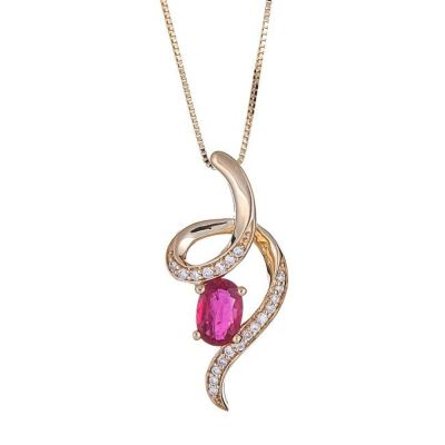 Anika and August RUBY Pendant in 10K YELLOW GOLD