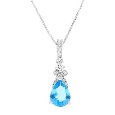Anika and August Aquamarine Pendant in 14K White Gold
