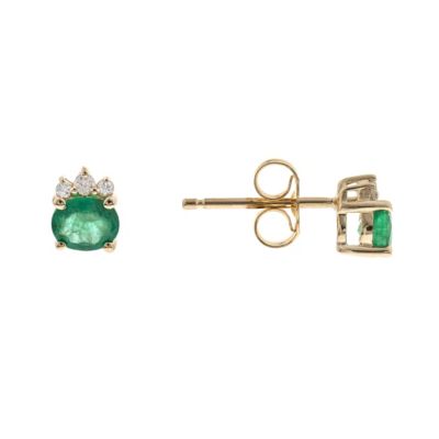 Anika and August Emerald Earring in 10K Yellow Gold
