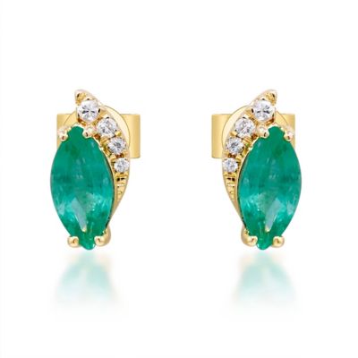 Anika and August Emerald Earring in 10K Yellow Gold