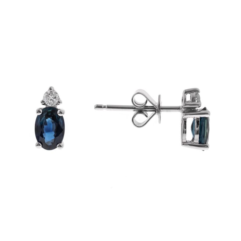 Blue Sapphire Earring in 10K White Gold