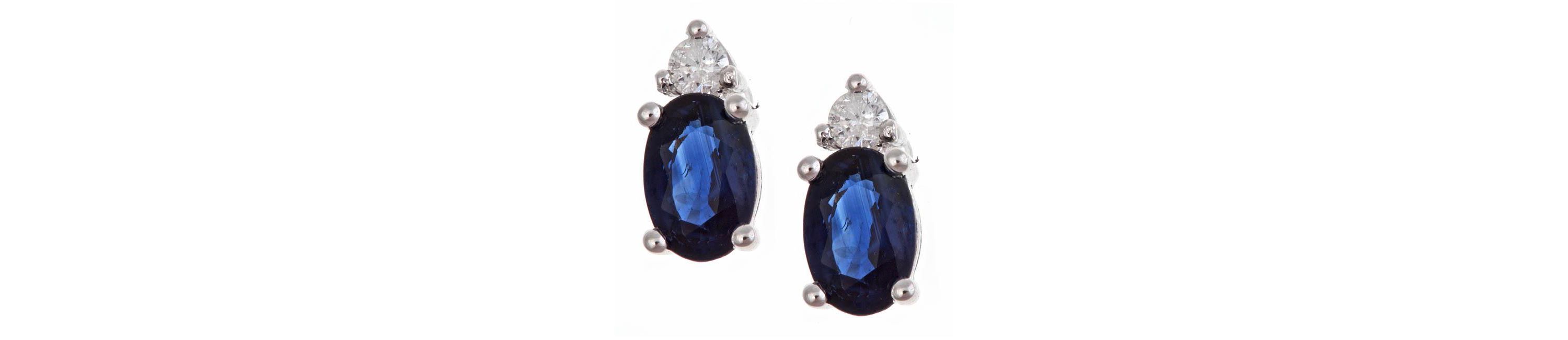 Blue Sapphire Earring in 10K White Gold