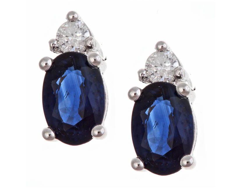 Blue Sapphire Earring in 10K White Gold