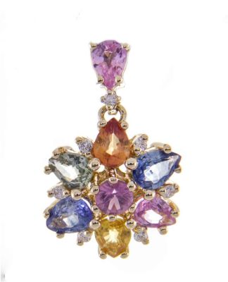 Anika and August Multi Sapphire Pendant in 10K Yellow Gold
