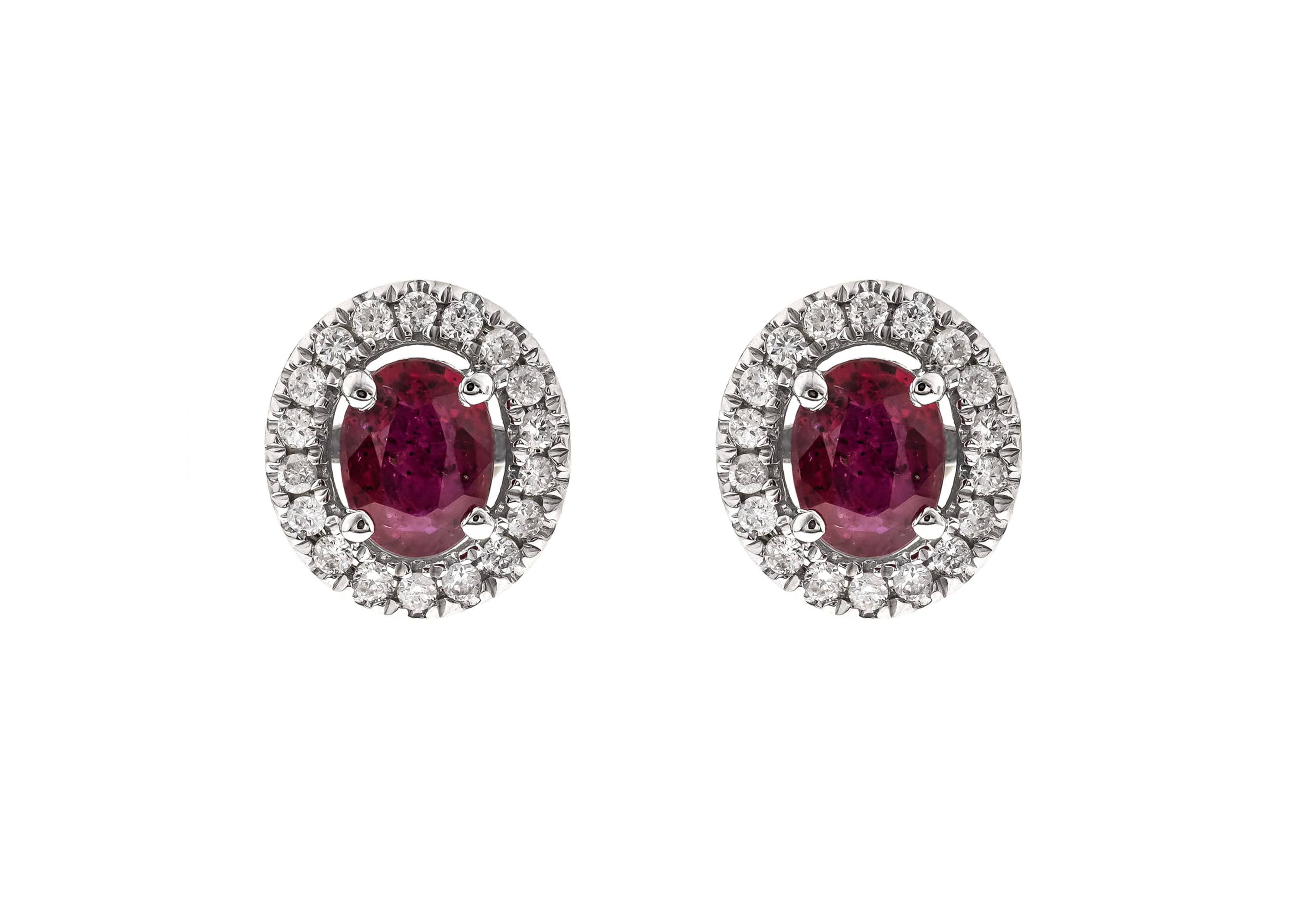 RUBY Earrings in 10K WHITE GOLD