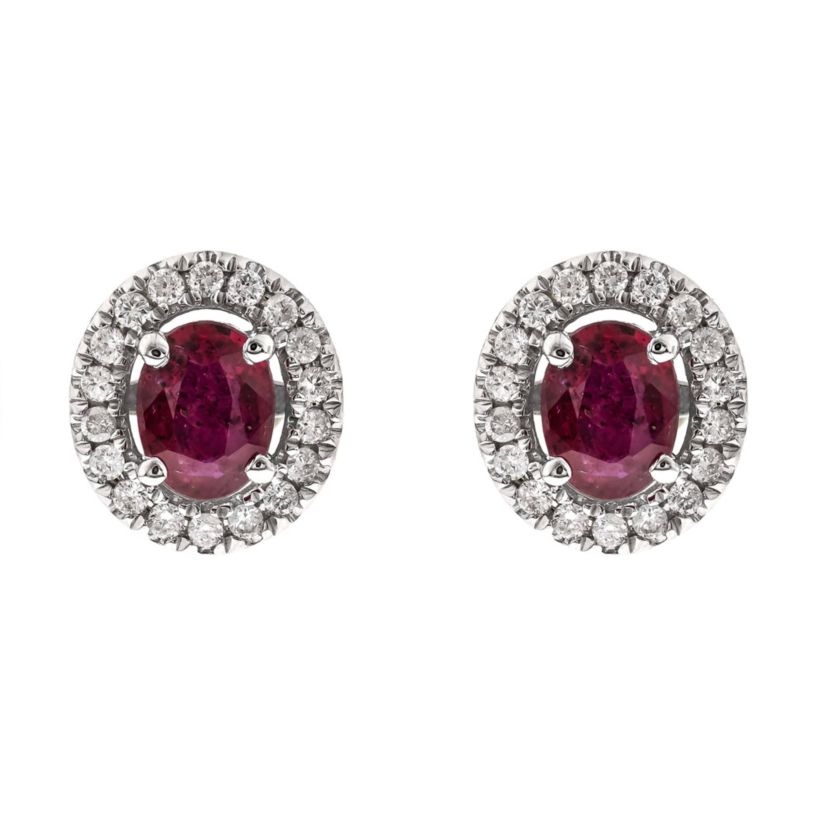 RUBY Earrings in 10K WHITE GOLD