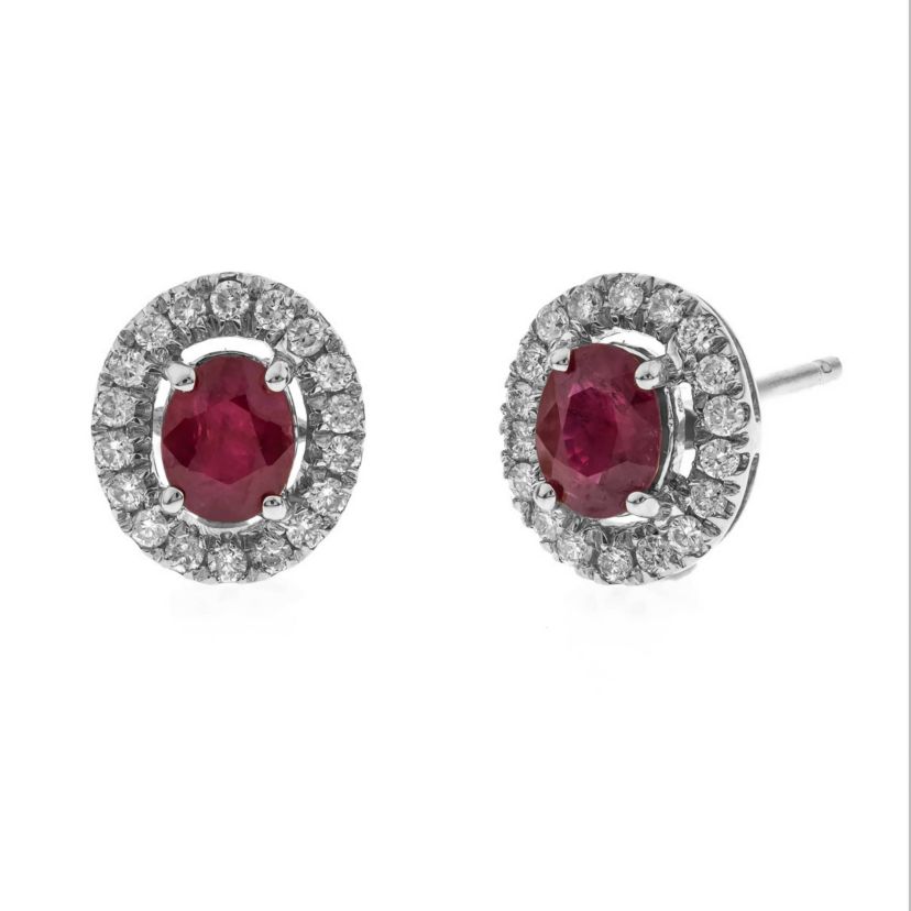 RUBY Earrings in 10K WHITE GOLD