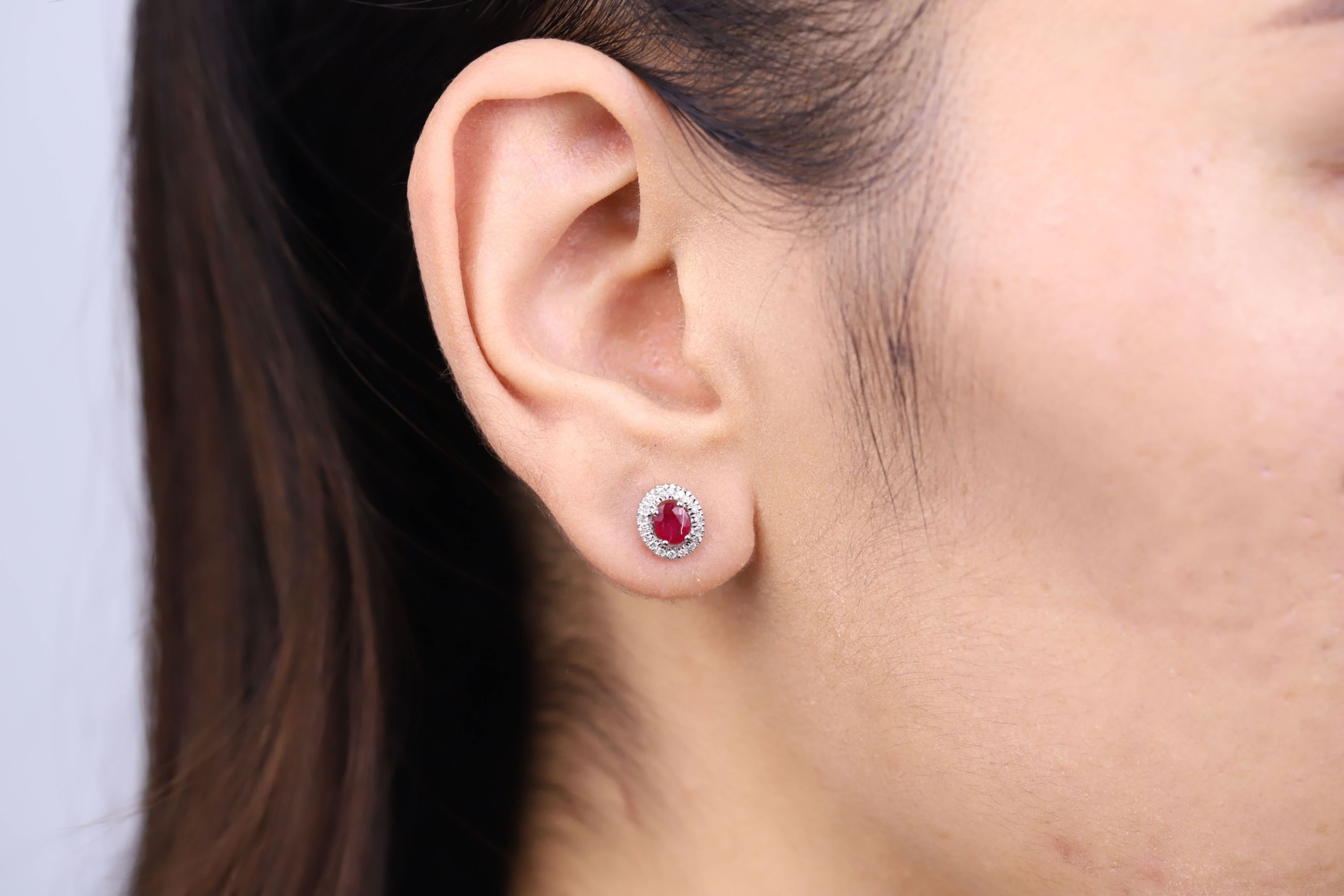 RUBY Earrings in 10K WHITE GOLD