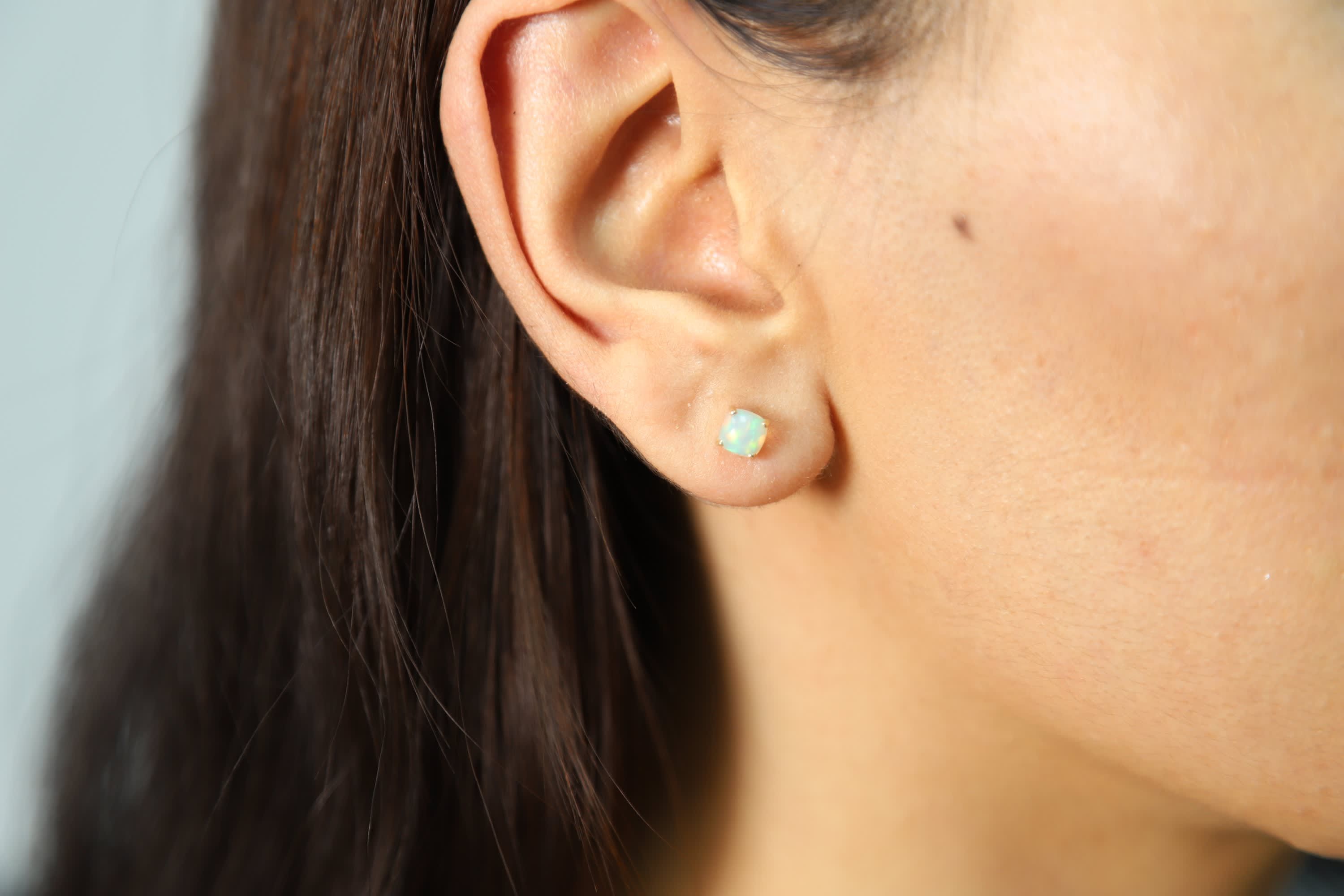 Ethiopian Opal Earring in 10K Yellow Gold