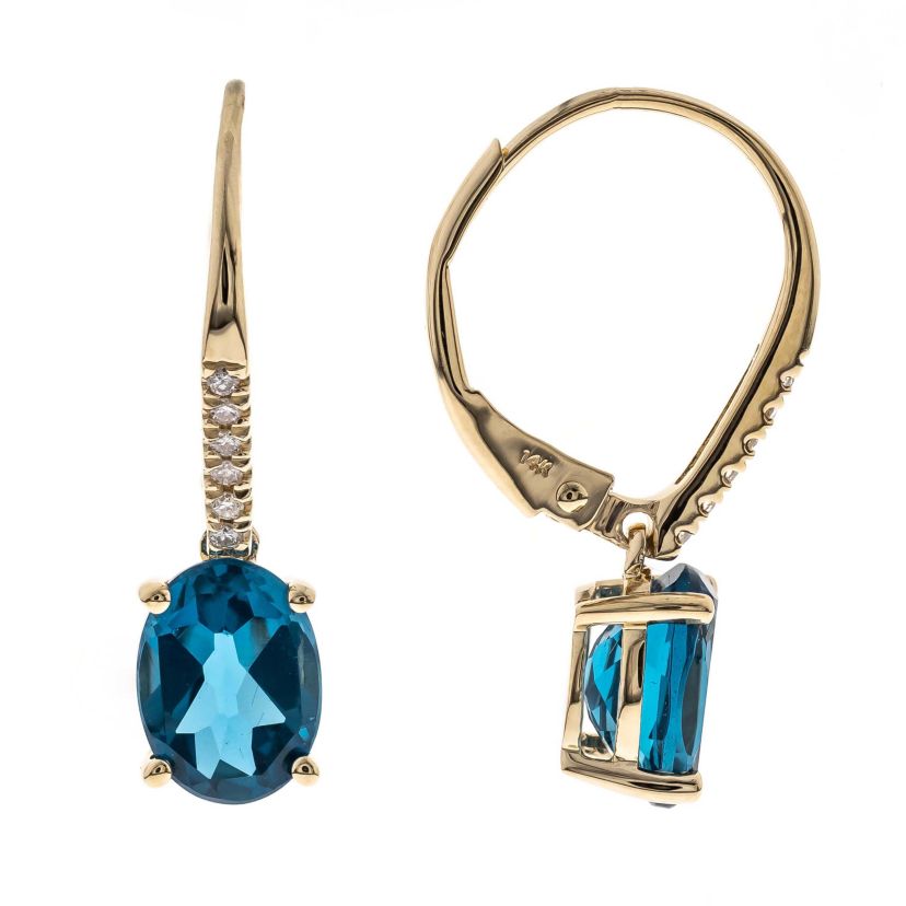 London Blue Topaz Earring in 14K Yellow Gold