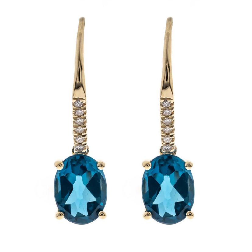 London Blue Topaz Earring in 14K Yellow Gold